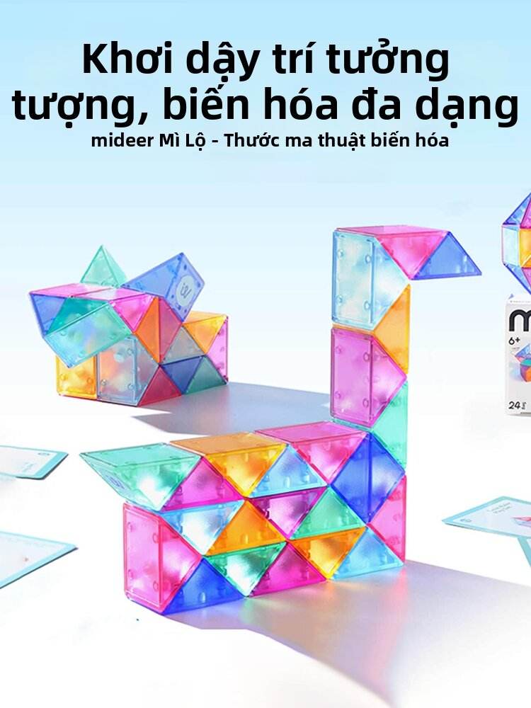 Đồ Chơi Giáo Dục Biến Hình cho Trẻ Nhỏ 6+ Tuổi mideer Twist Ruler Play Set 24 Mảnh Khối Xếp Hình Từ Tính Học Tập Quà Tặng