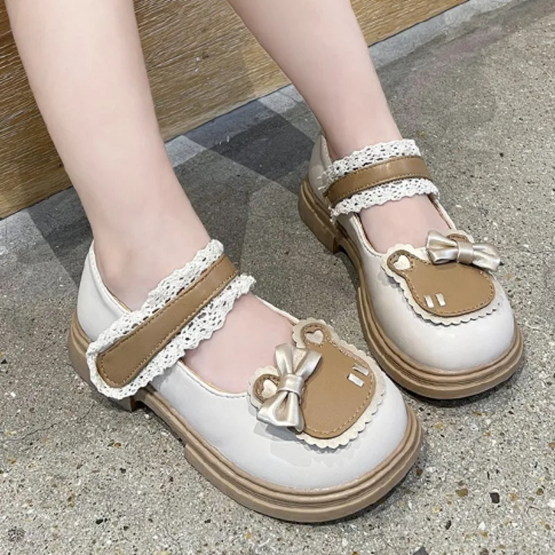 Girls Shoes Autumn New Sweet Bow Dress Lolita Shoes Kids PU Leather Mary Jane Shoes Princess Children's Dance Party Flats туфли