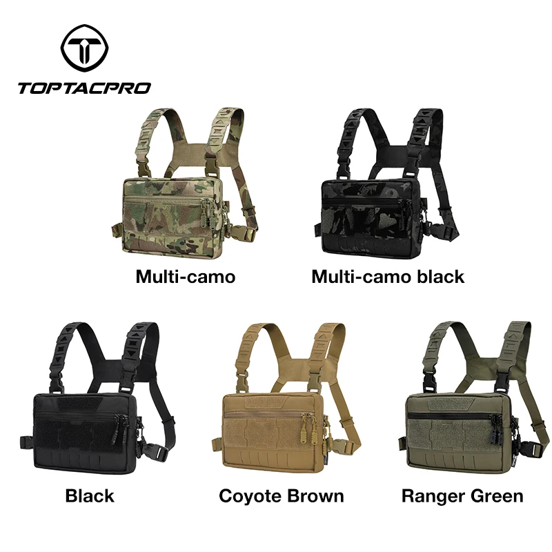 Imagem -06 - Toptacpro Tatcical Chest Rig Bolsa Bolsa de Reconhecimento de Peito Molle Pacote de Alça de Ombro Frontal 8511