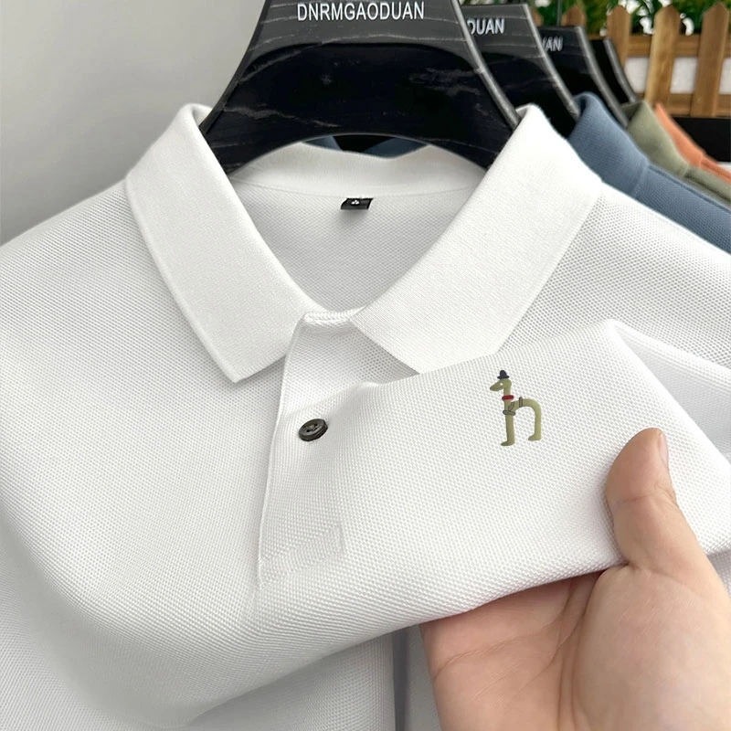

Hot Sale Original Quality Men's Polo Shirt Lapel Dog Print Short Sleeve 100Cotton T-shirt Summer Business Fashion Trend Menswear
