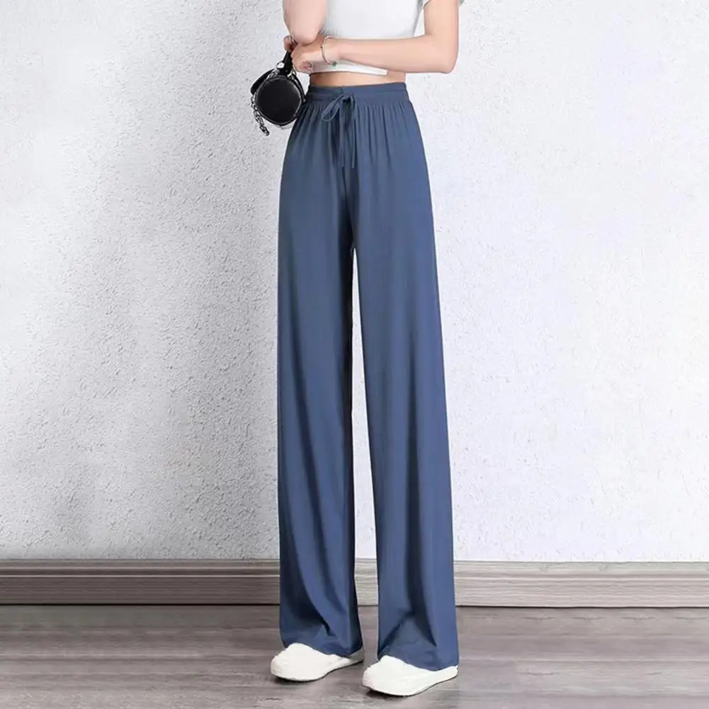 Soft Touch Women Trousers Versatile Women's Elastic High Waist Drawstring Pants Comfortable Loose Fit Trousers for Summer