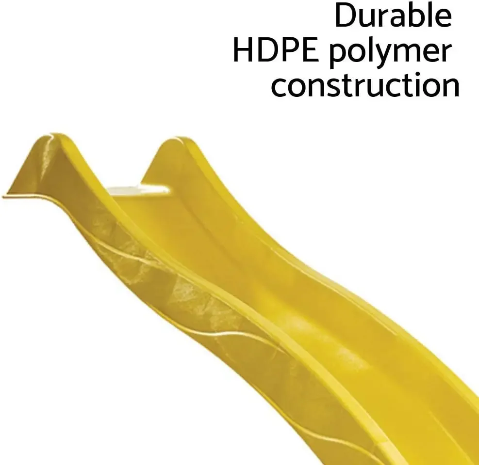 10피트 물결 모양 어린이 미끄럼틀, 5피트 놀이터 데크용 플라스틱 미끄럼틀, 간편한 일체형 설치 노란색 유아용 놀이기구