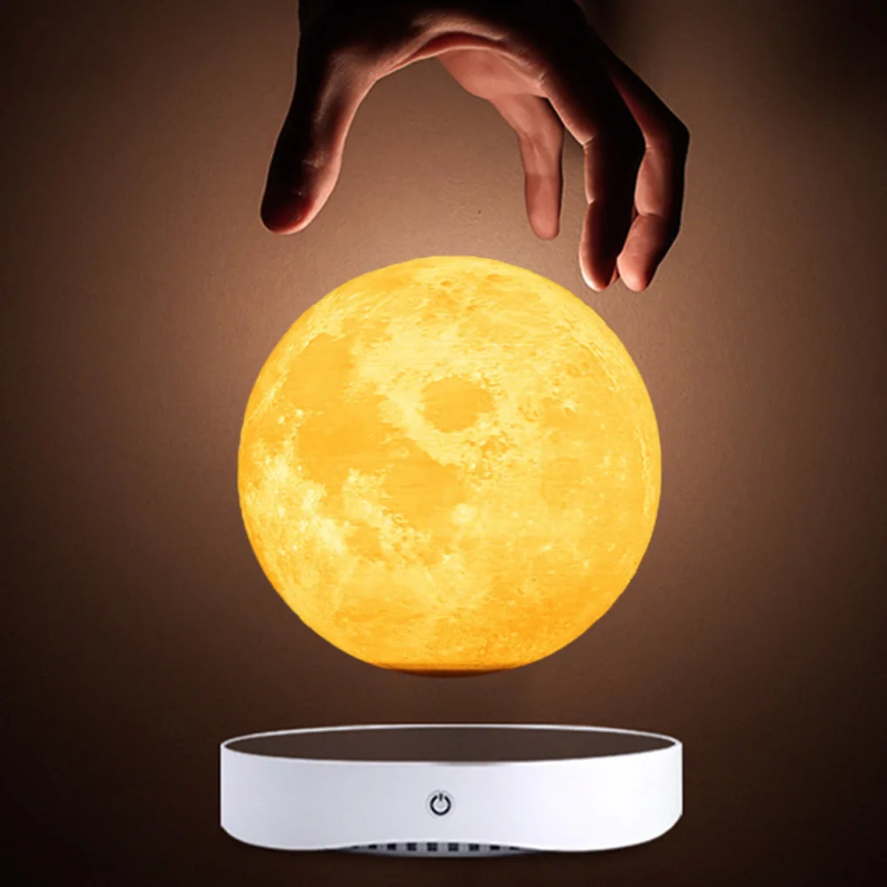 

Magnetic levitation moon light 18cm three color LED night light, bedside, living room, study room intelligent moon light