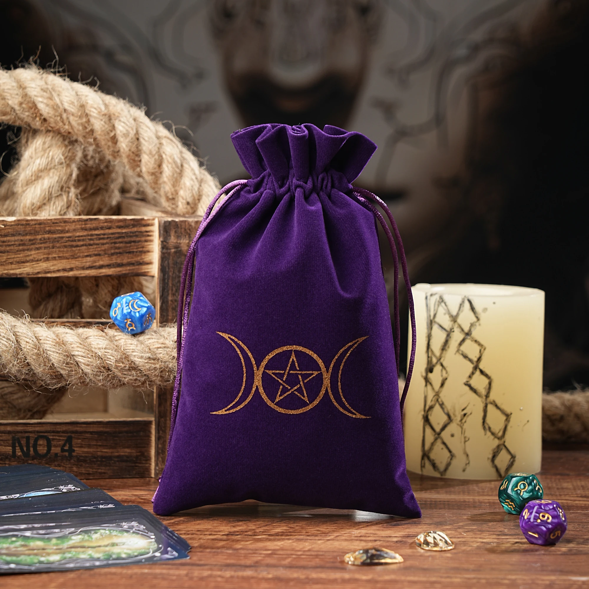 حقيبة تخزين التاروت المخملية على شكل قمر ، حجم كبير ، كيس مجوهرات ، سفر ، هدايا مستحضرات تجميل ، حقيبة يد ، عملة معدنية ، حقيبة ندر ، 14x22 ، 1 #4