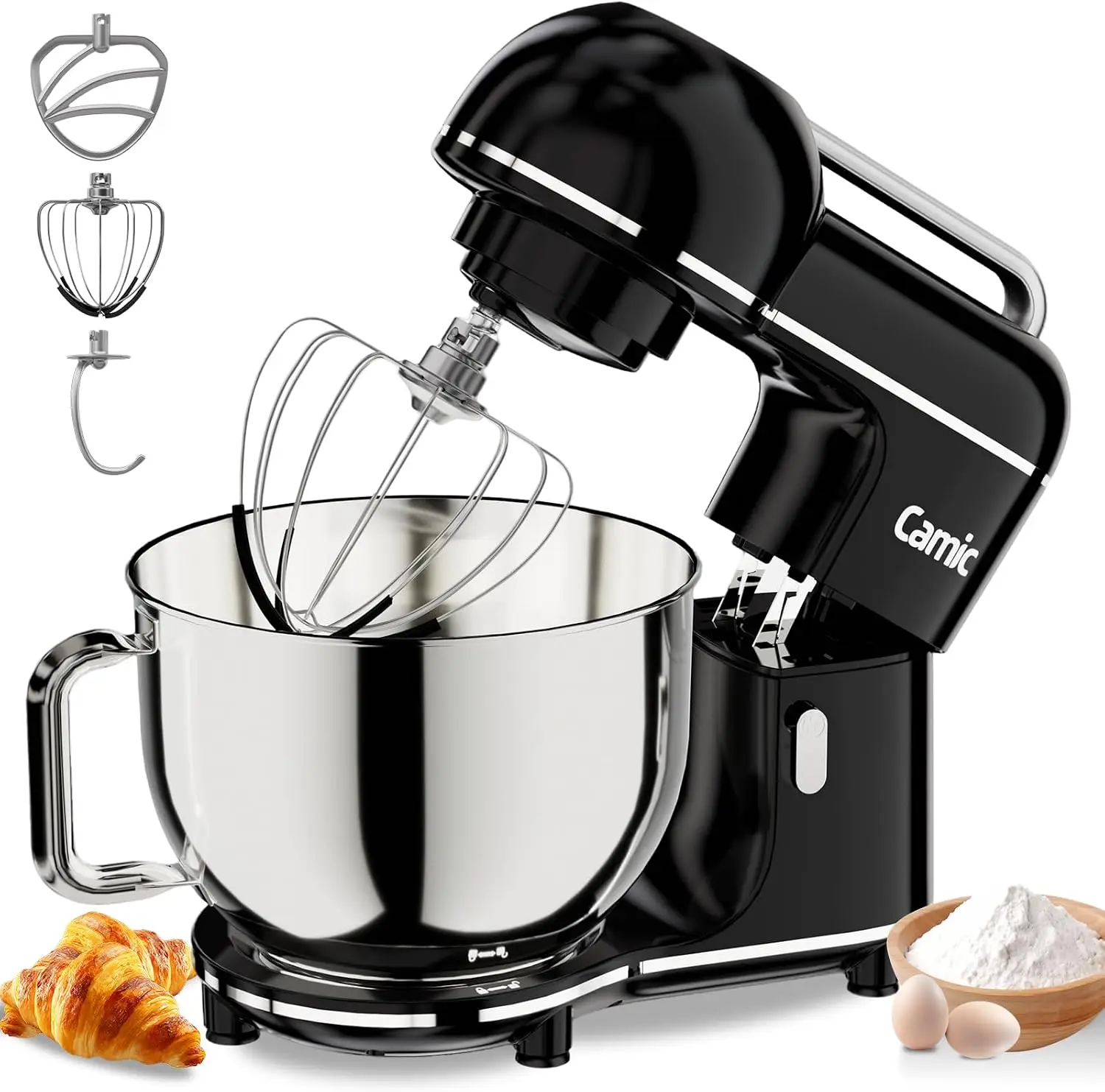 Electric Stand Mixer,7.45 QT,10 Speeds with Dough Hook,Whisk, Flat Beater Attachments, Splash Guard, Easy-Carry Top