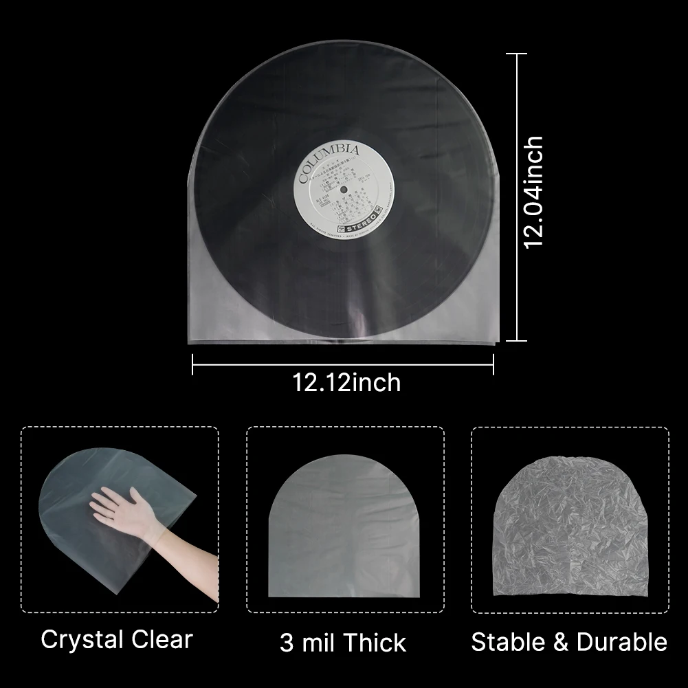 25PCS Clear Anti-static Plastic Bags Vinyl Record Inner Sleeves For 12\'\' LP LD Vinyl Record Protecter LP Record Cover Sleeves