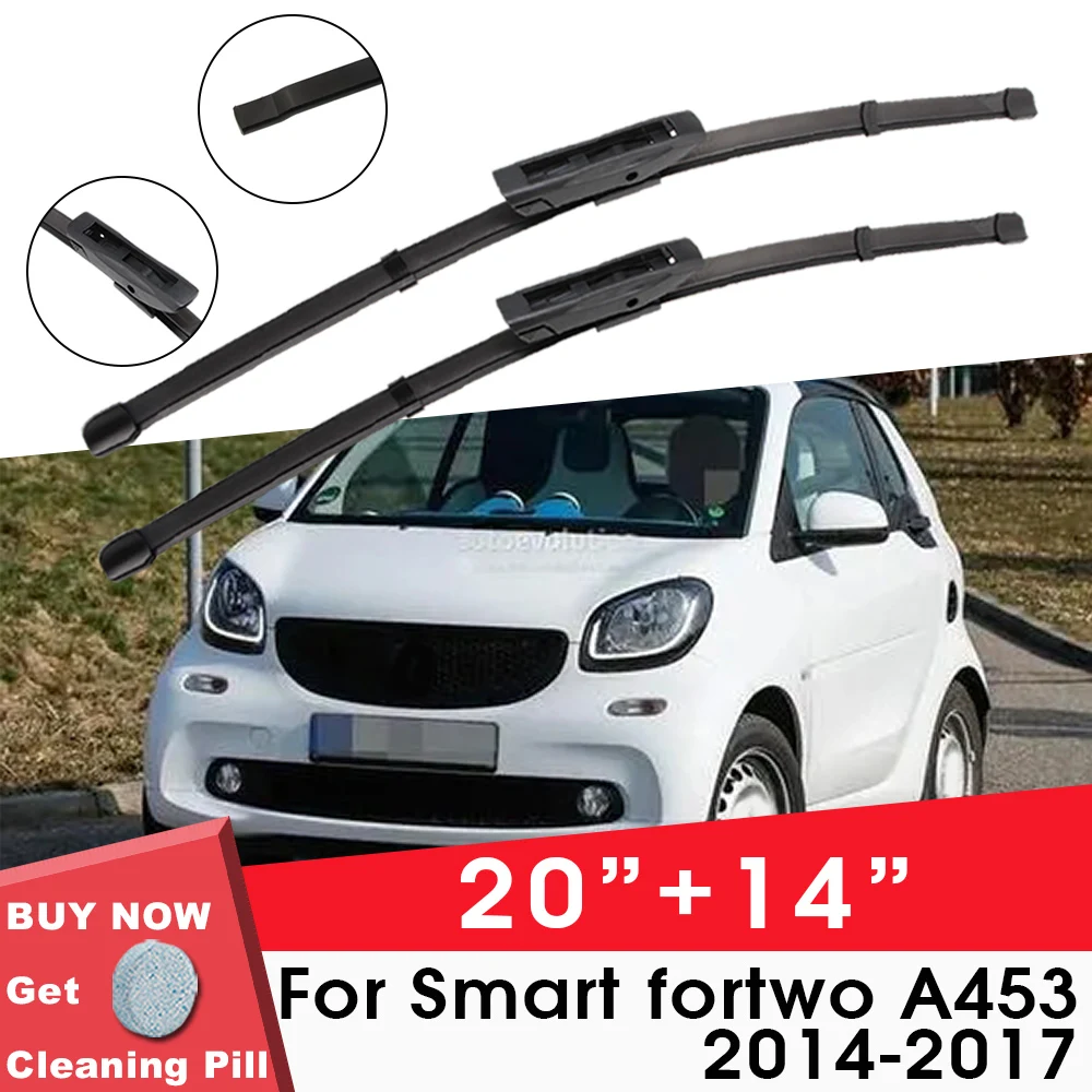 

Car Wiper Blade Front Window Windshield Rubber Silicon Gel Refill Wiper For Smart fortwo A453 2014-2017 20"+14" Car Accessories