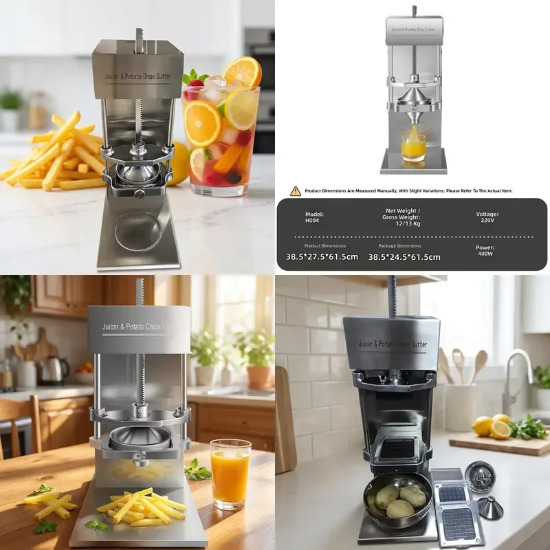 for Replaceable Mold 2 in 1 Juicer Potato Slicing Machine Stainless Steel Small Movable Catering Processing Machine