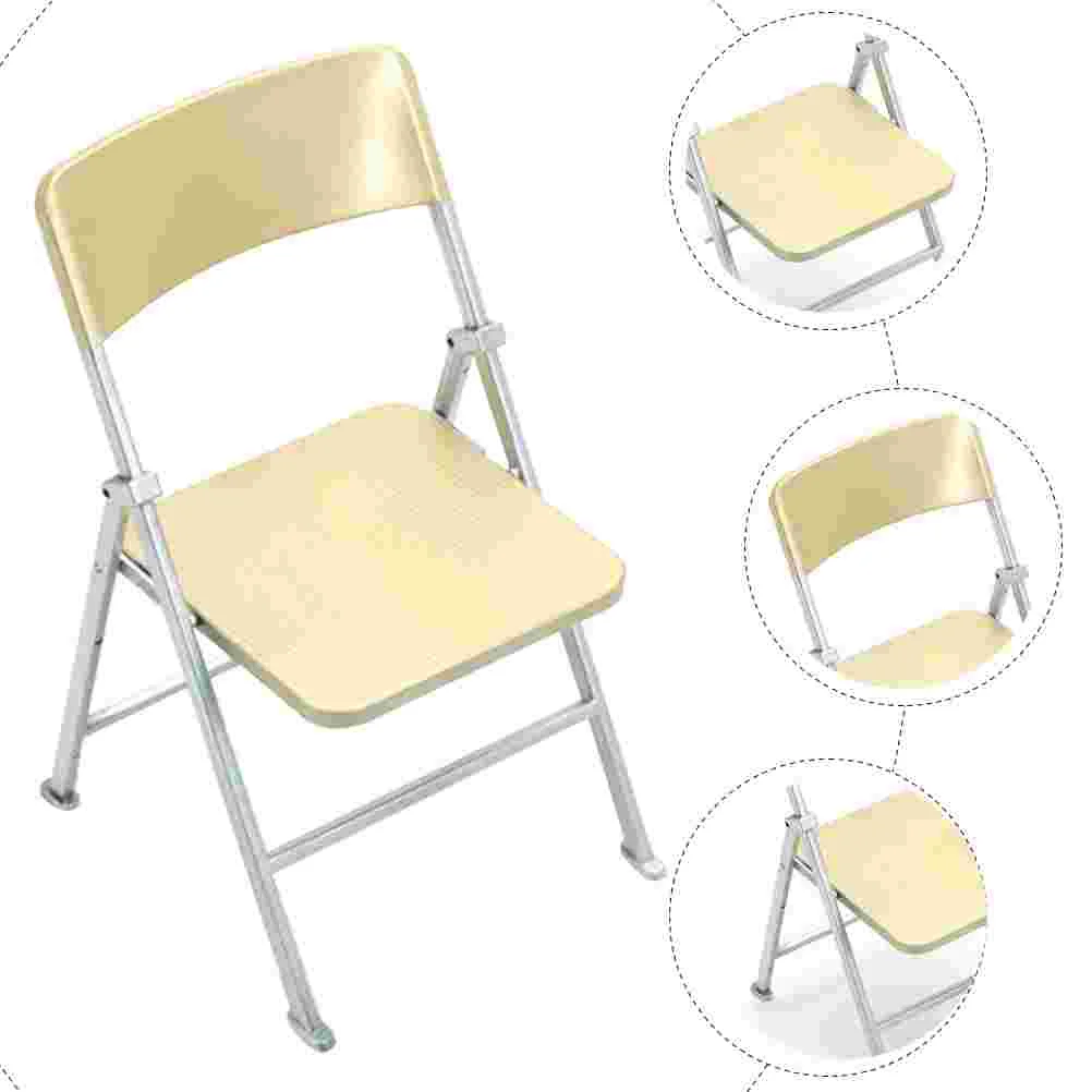 Chaise pliante Miniature en PVC, petits meubles réalistes pour maison de poupée, jouet lisse, taille compacte, rangement facile, décoration de maison, Mini