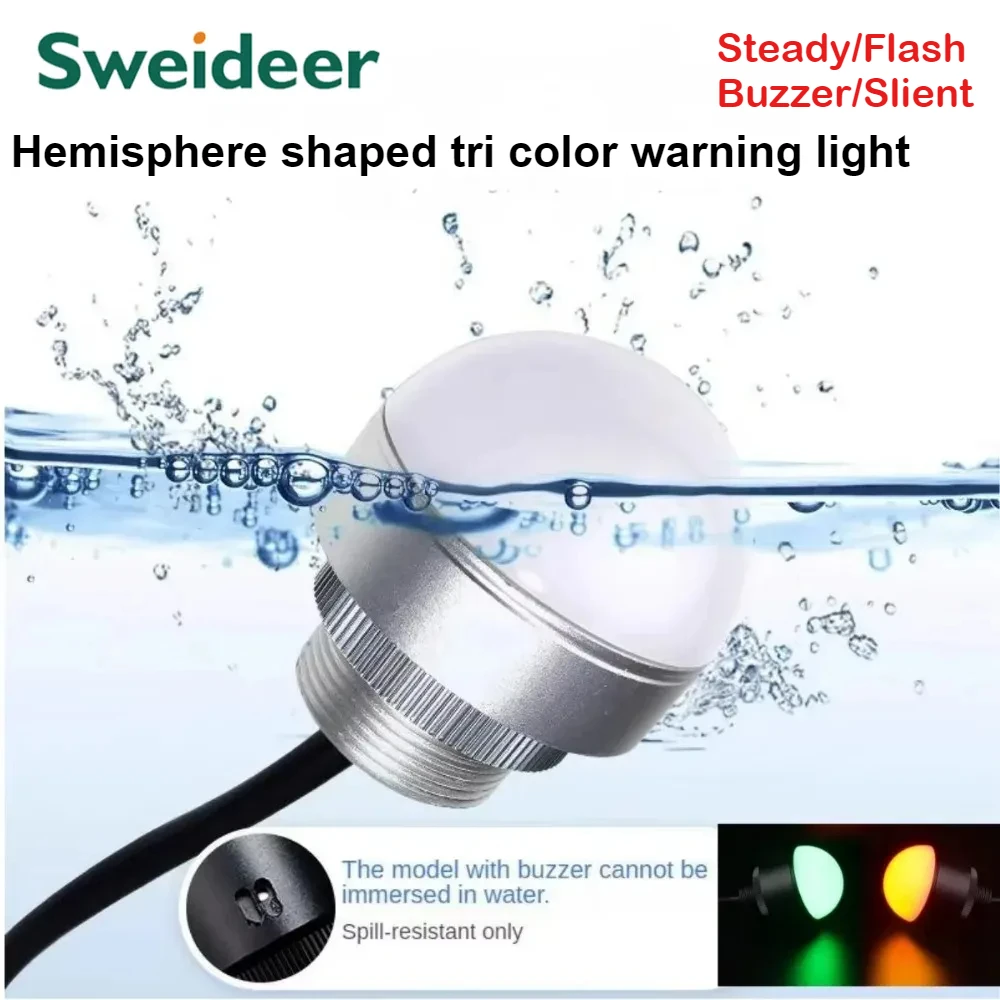 Tri Colors LED Dome Indicator Lamp Warning Signal Light with Buzzer for CNC Lathe Machine 12V 24V Machine Tower Light