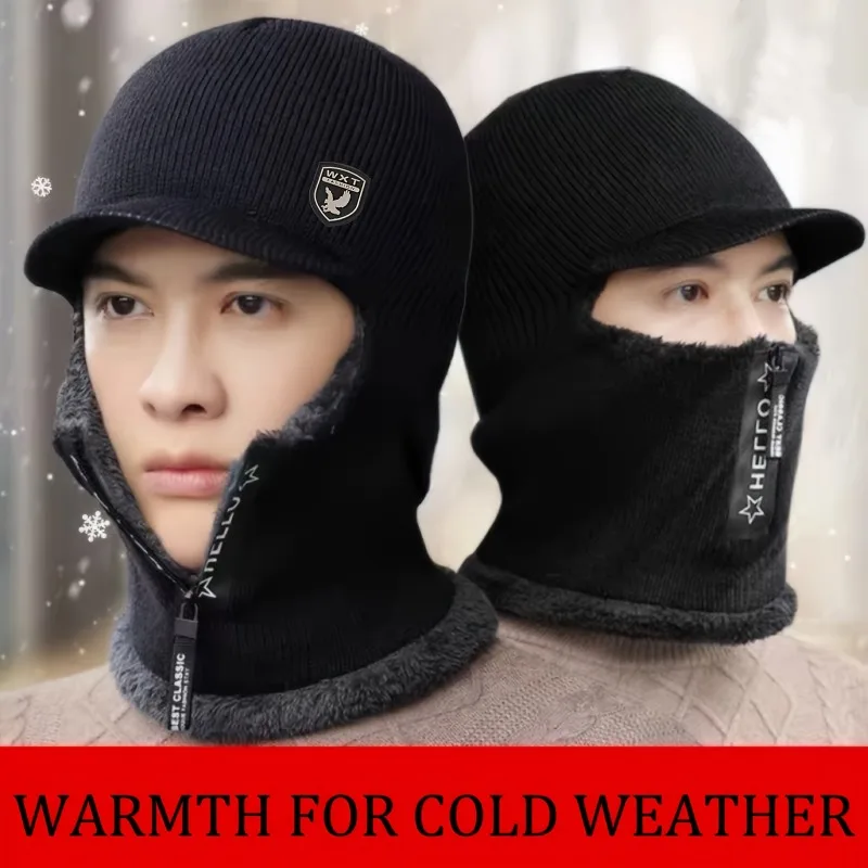 Chapéu de inverno masculino com forro – gorro grosso para frio extremo, à prova de vento, quente, ajuste confortável e secagem rápida - esqui ao ar livre