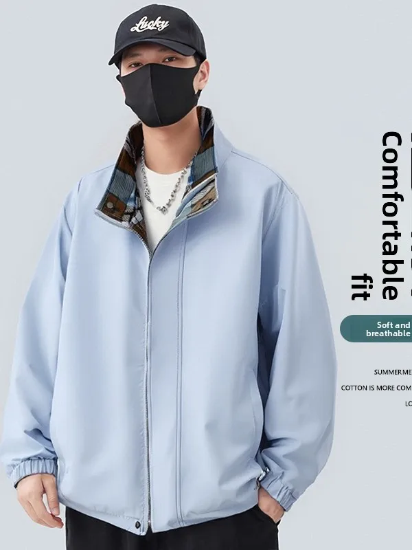 

Новая модная куртка весна 2025: клетчатый дизайн, воротник-стойка, трендовый свободный крой, повседневная верхняя одежда для молодежи, современный стиль