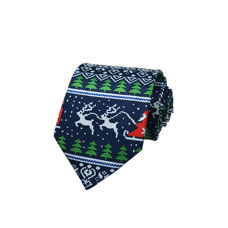 Christmas Tie 8cm Fashion Santa Claus Snowman Printed Necktie Green Tree Necktie Men Gift Festival Party Ties Xmas Accessories