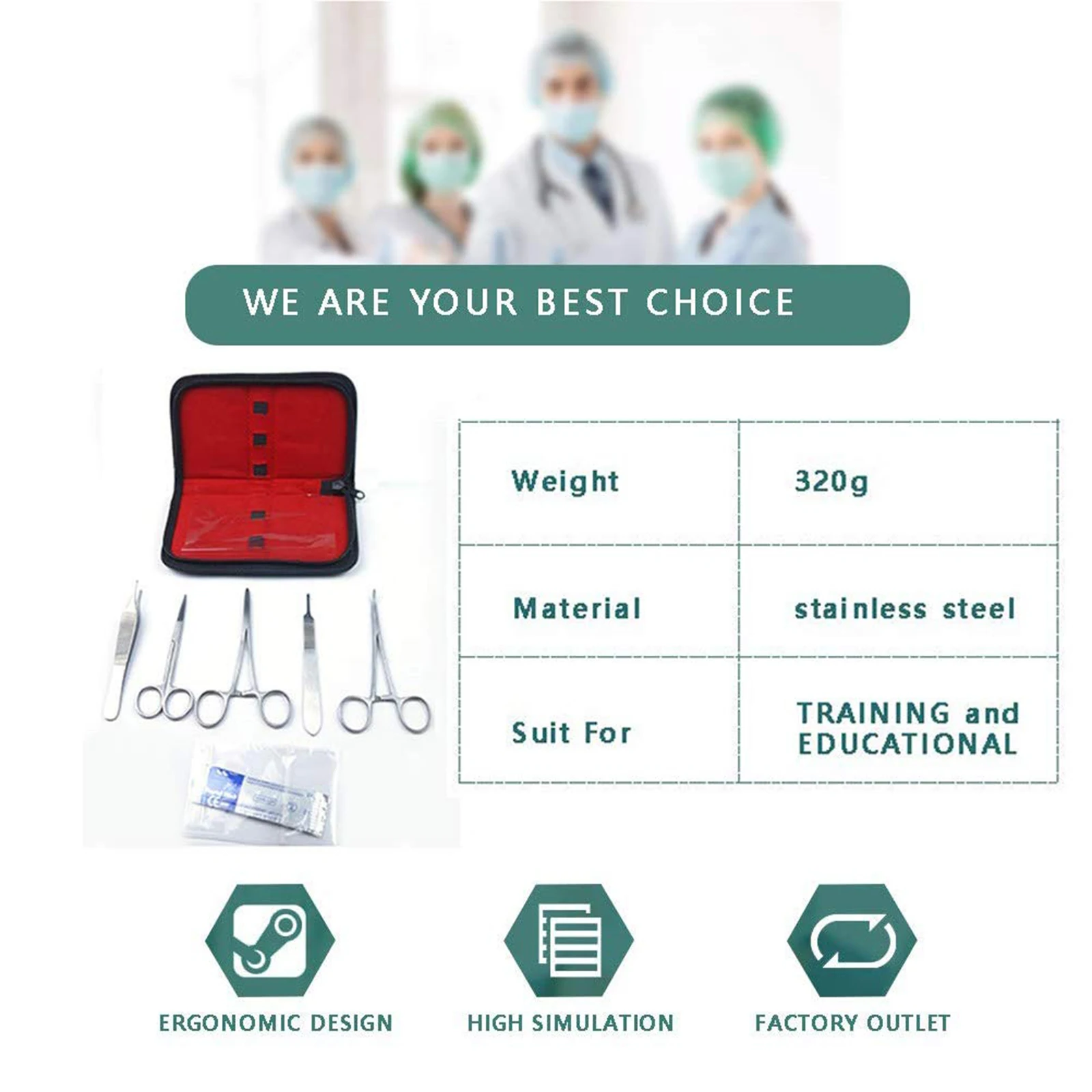 Surgical Suture Training Kit, Skin Operation, Practice Model, Training Pad, Scissors Tool, Teaching Equipment