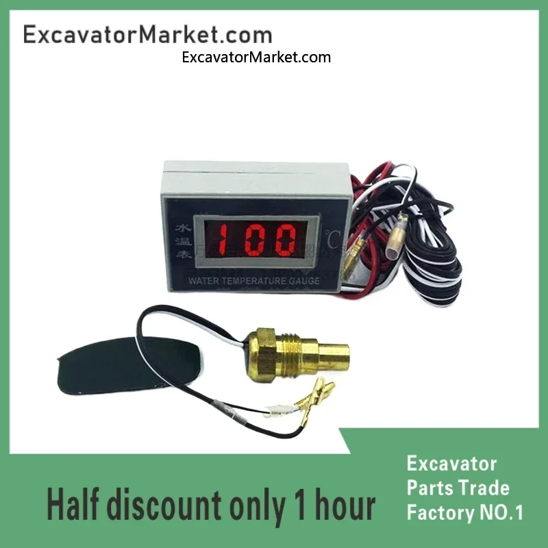 Excavator Engineering Vehicle Modification Universal Lcd Electronic Water Temperature Gauge 12v24v Single and Double Insertion