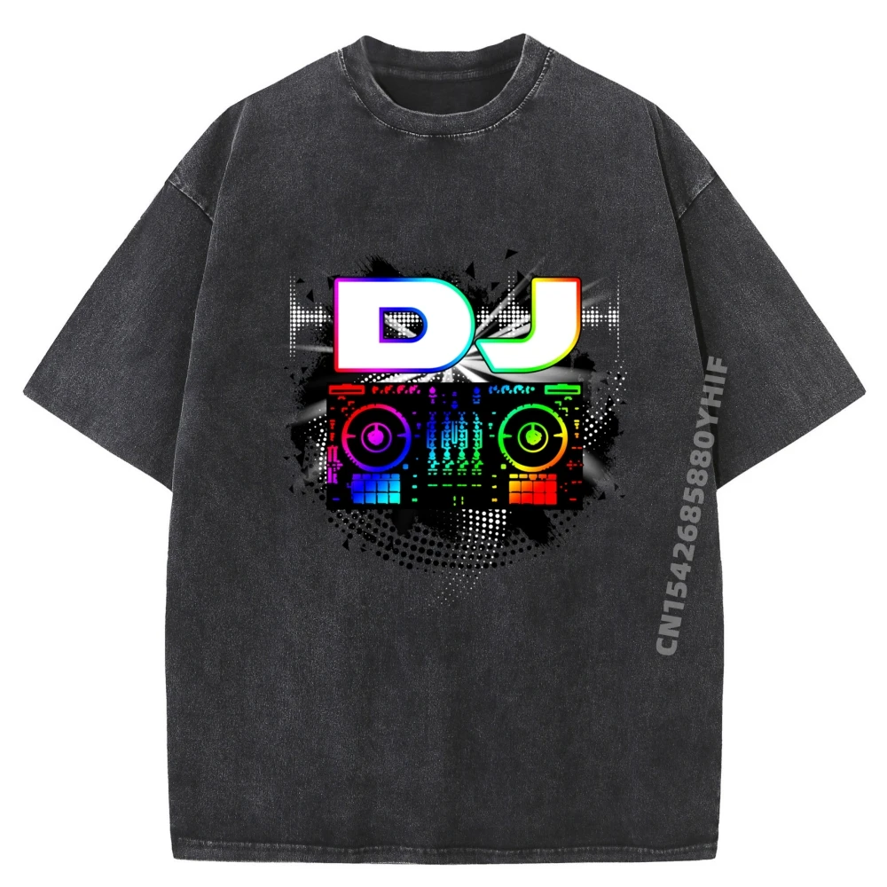 

Dj Music Lover Music Player Sound Cool Funny Graphic T Shirts Men Cotton Oversized Washed T Shirt Leisure
