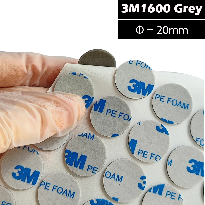 Diameter=20mm 3M Round Adhesive Sticker, 3M1600TG Double Sticky Adhesive PE Foam, Disc Grey, 1mm Thick, for hacks, car parts