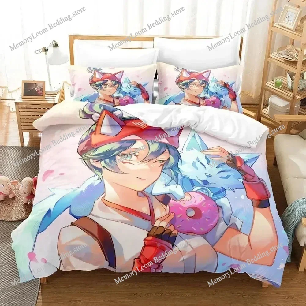 Game Theme Popular Kiriko Heads Overwatch 2 Bedding Set King/Queen Size Duvet Cover 3D Print Cozy Soft Home Textile Decor