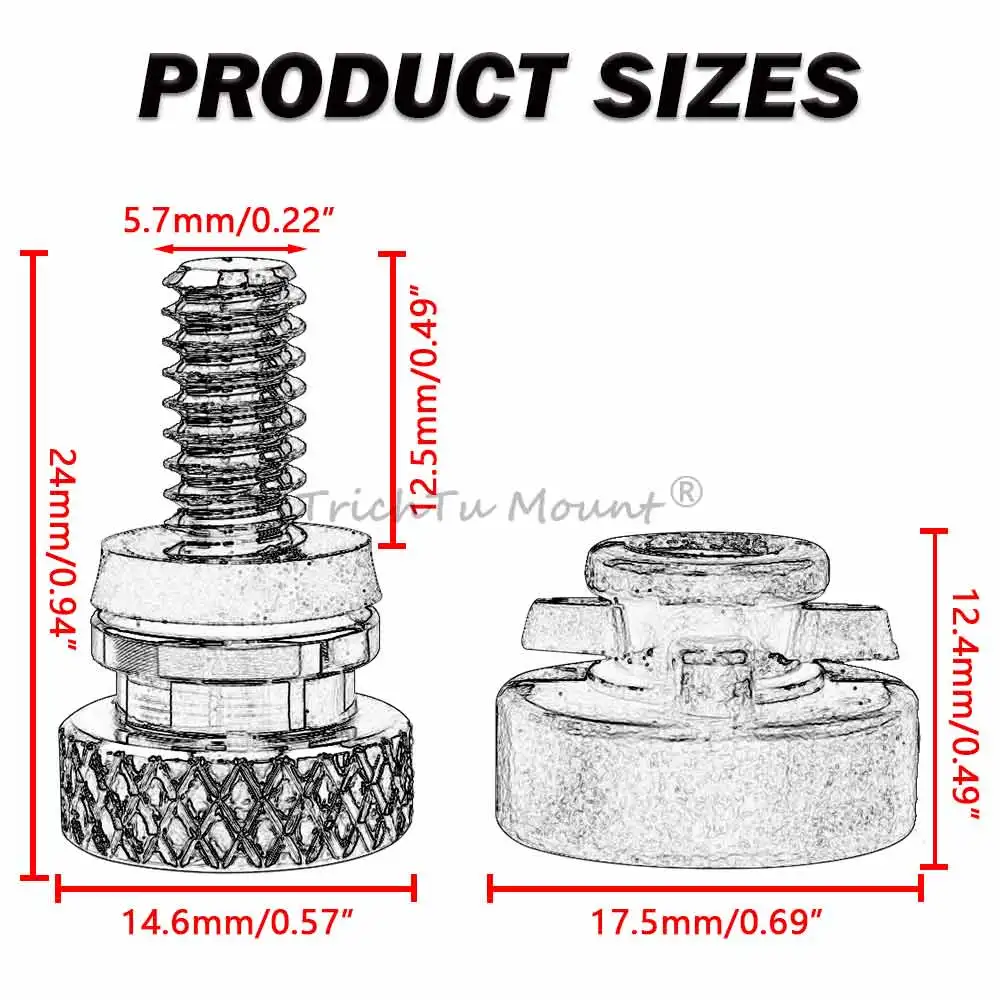 Sekrup Baut Dudukan Jok Motor 1/4' 20 Thread, Sekrup Jok, Mur Dudukan, Tutup Kenop untuk Harley Sportster Touring Street Glide