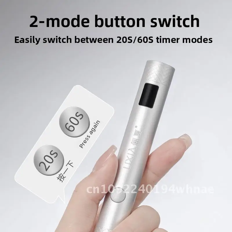 Draagbare draagbare metalen nagellamp met één lijn, kleine spotlight-fototherapielamp voor nageltips, oplaadbare baklamp voor Mani