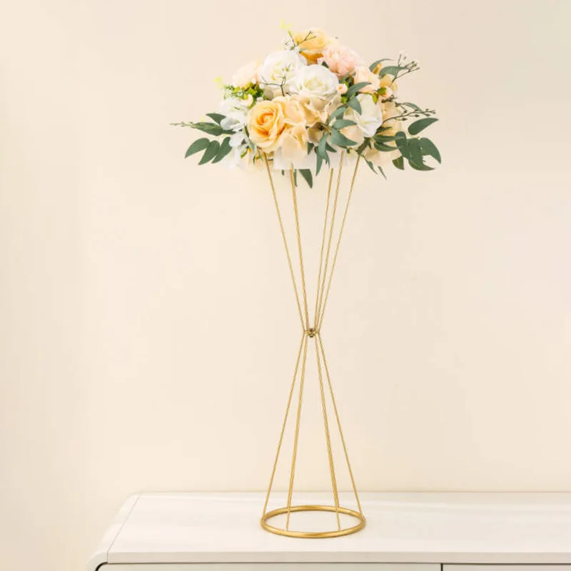 Creative Metal Geometric Flower Rack Tabletop Guiding Wedding Flower Arrangement Decor Ironwork Hollowing Out Stage Flower Rack