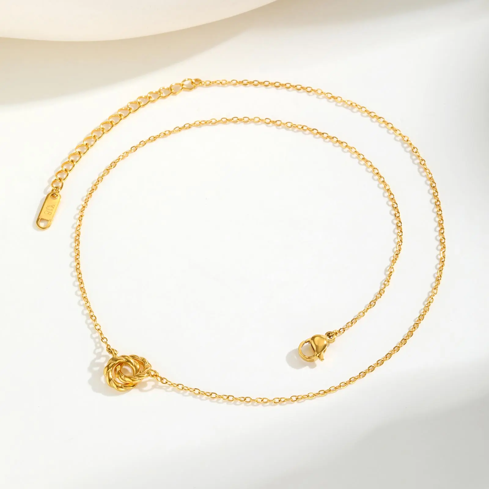 Soul Sister Necklace Stainless Steel Gold Plated 2 Interlocking Twist Circles Pendant Gift with Card view 5