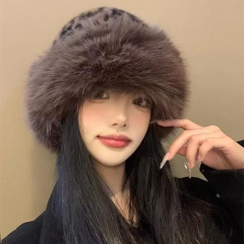 Winter Women's Warm Hat with Thick Velvet Imitation Fur Fashion Fisherman's Hats Outdoor Windproof Ear Protection Caps Gifts