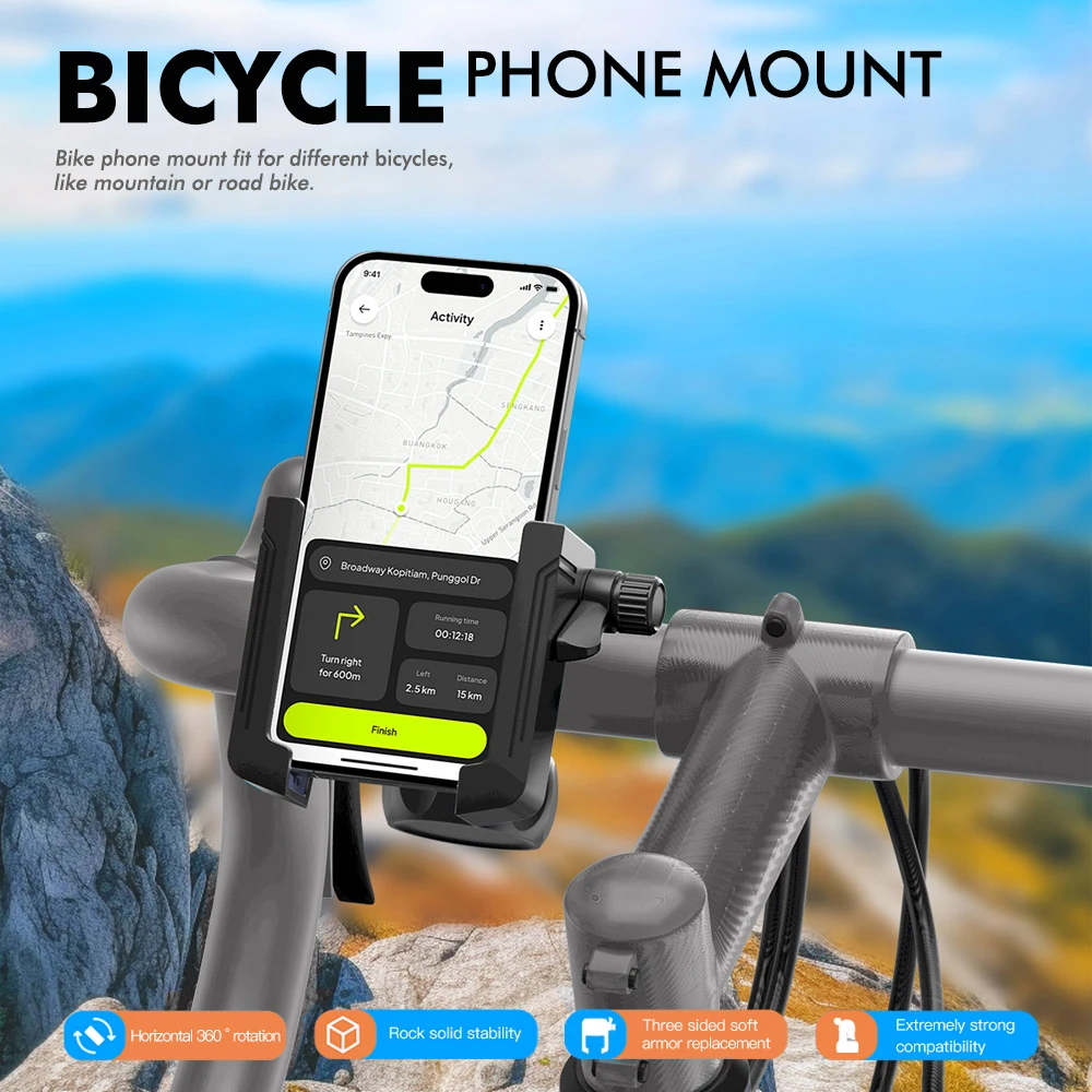 

360Rotation Motorcycle Bicycle Phone Holder GPS Bracket Cellphone Stand Mirror Handlebar Mount Compatible For Smartphone 4 to 7"