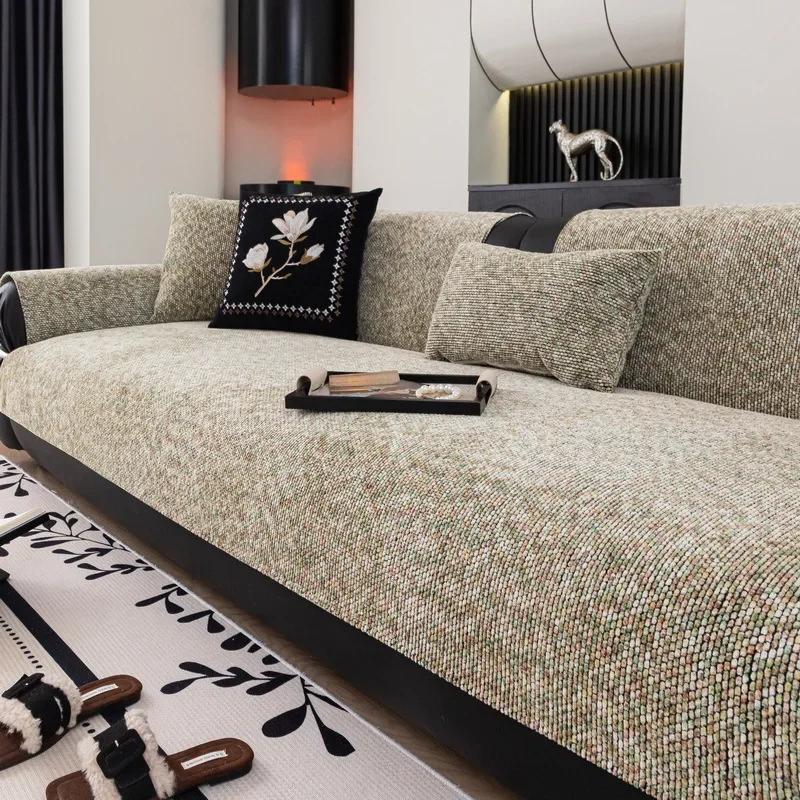 Thicken Chenille Non-Slip Sofa Pad  All Season Use Couch Cushion for Living Room 1/2/3 Seat Straight Sofa Cover Modular Sofa Mat