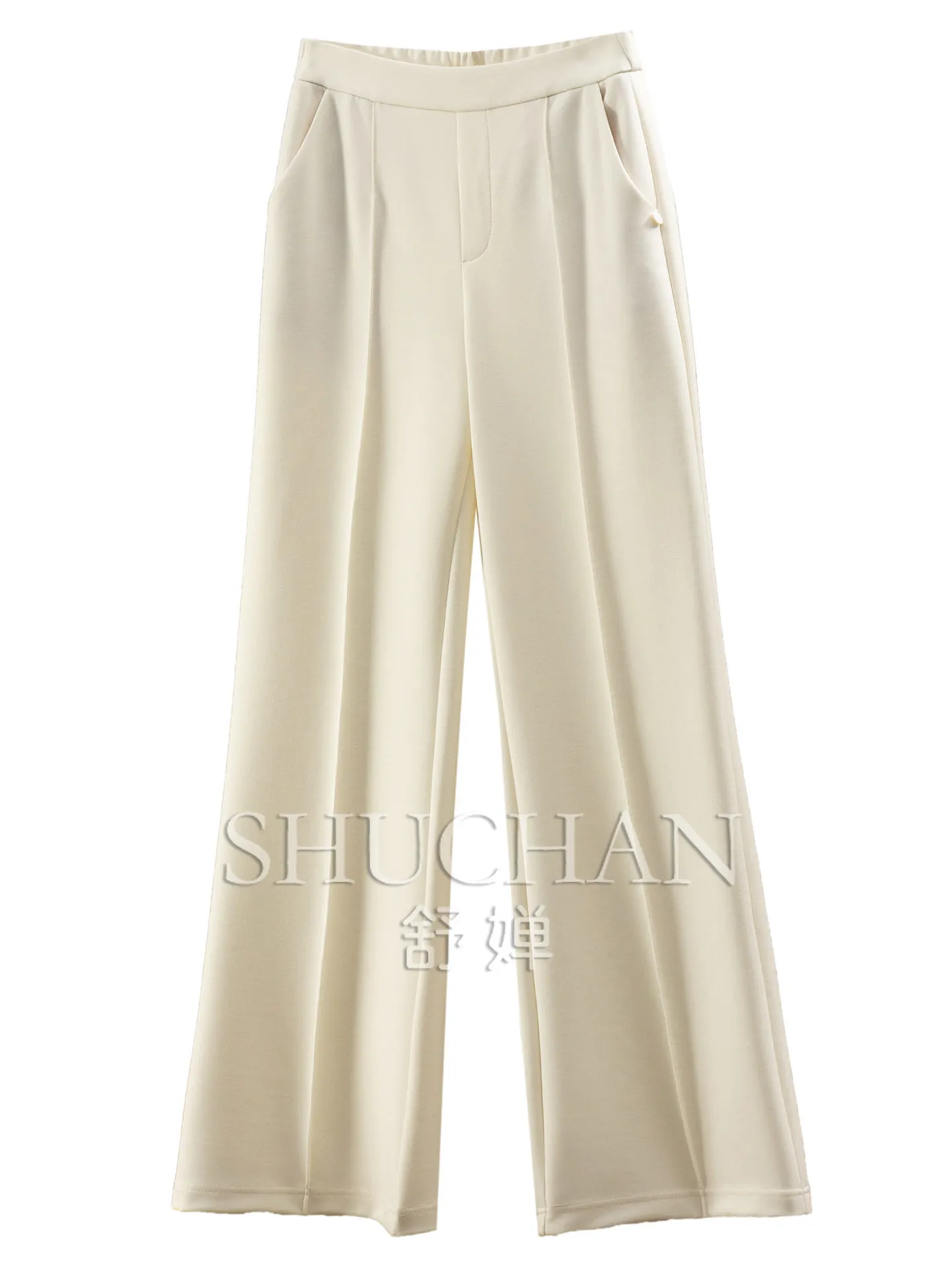 Supermodel with Long Legs Pants Drape Three-dimensional Patchwork High-waisted Straight-leg Micro-pull Pants Women