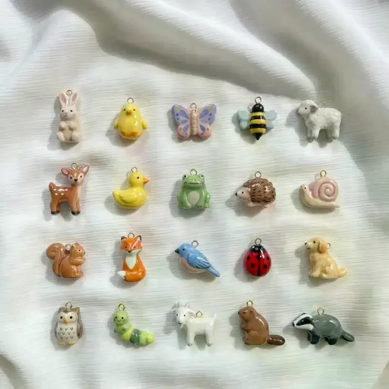 Fun Cartoon Animal DIY Pendant Bracelet Necklace Cute Sweet Deer Lamb Squirrel Stainless Steel Pendants Jewelry Accessories