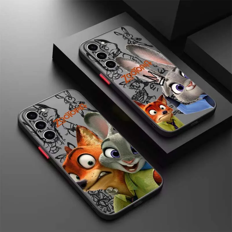 

Art Anime Disney Zootopia Phone Case For Samsung A50 A42 A34 A33 A32 A23 A04 A03 Note 20 10 9 8 5G Frosted Translucent