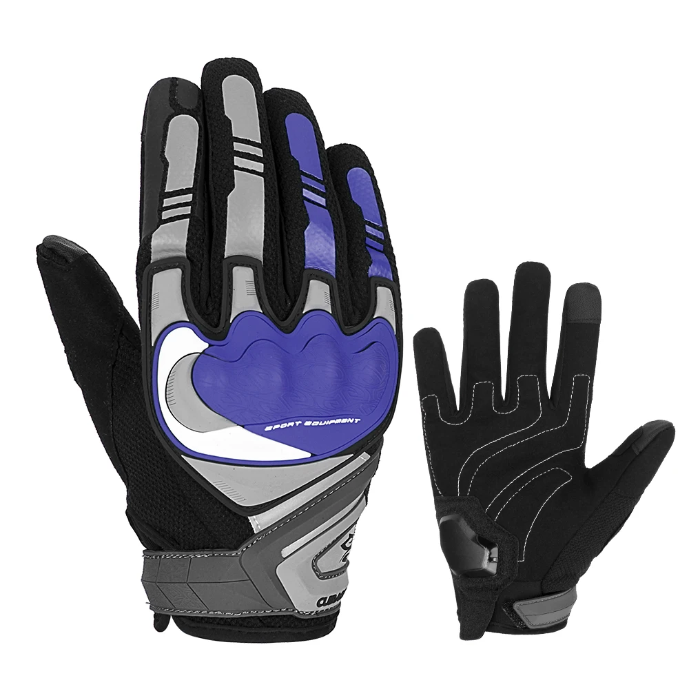 Blue Motorcycle Gloves Touch Screen Biker Motorcyclist Breathable Motocross Fall Protection Men\'s Cycling Bicycle Guantes Moto