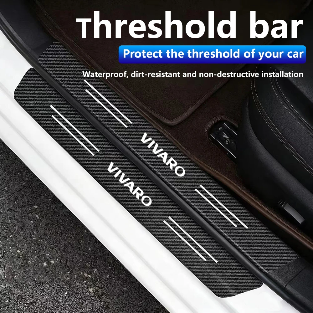 4pcs Car Door Sill Protector Stickers Carbon Fiber Threshold Strip For Opel Vivaro Door Entry Guard