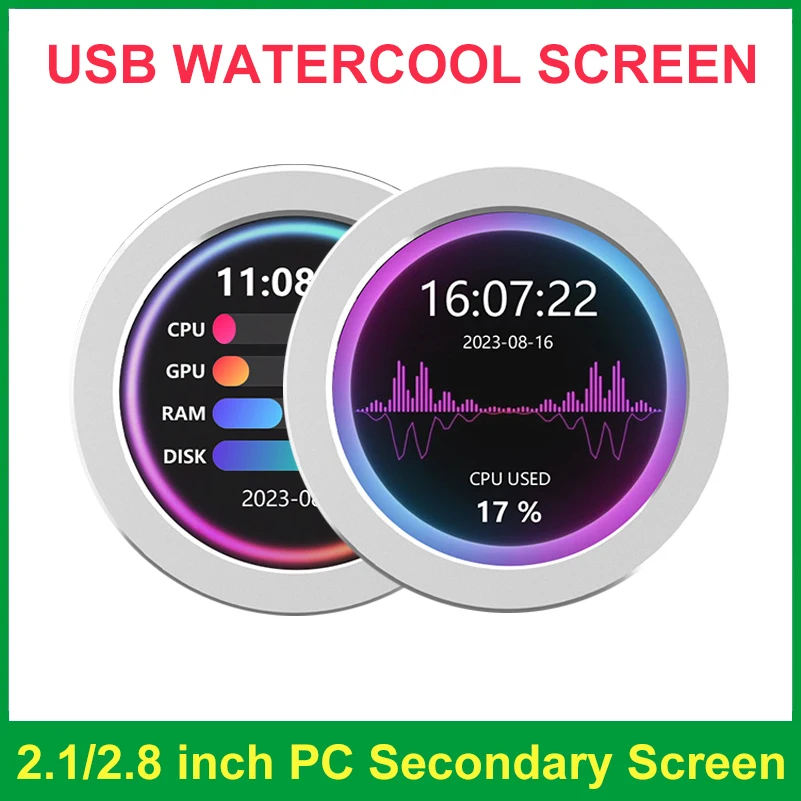 

Вторичный USB-экран Watercool 2,1 дюйма, 480x48 0 IPS-дисплей, ПК, ЦП, GPU, ОЗУ, ЖК-дисплей для мониторинга, бесплатная доставка AIDA64