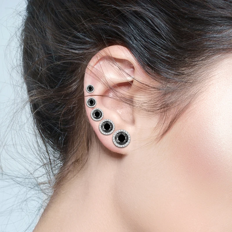 Klassische Runde Schwarz Moissanite Ohrring Silber 925 Für Frauen Schmuck 100% Sterling Silber Mode Edlen Schmuck Ohrringe Geschenk