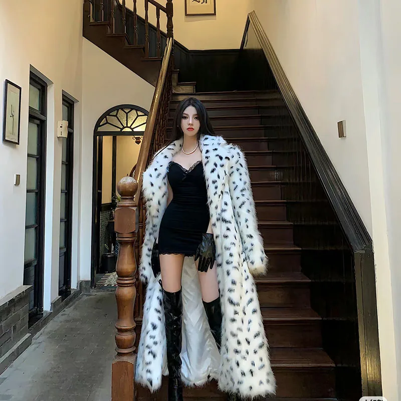 Fur & Faux Fur 2024 Winter Warm Women Fur Coat Fashion High Quality Temperament Long Sleeve Women Fur Coat Female Overcoat H146