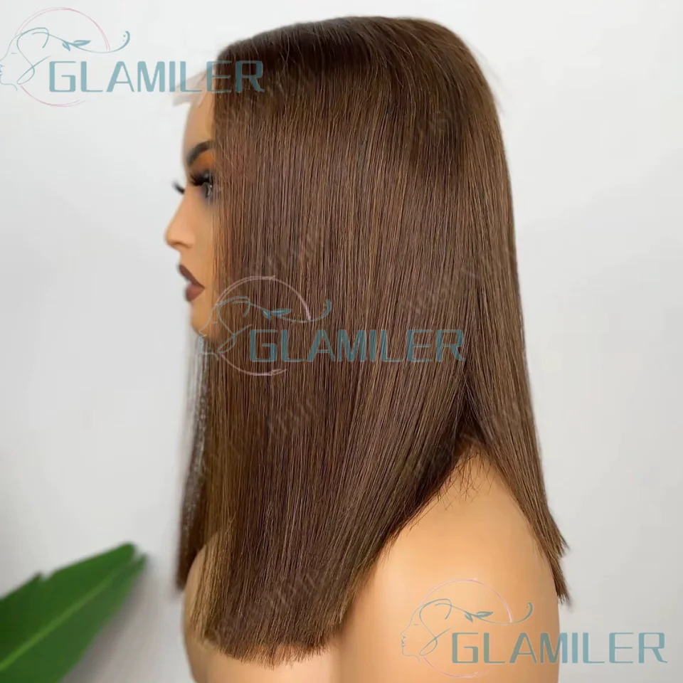 شعر بشري بني حريري مستقيم 5x5 حرير قاعدة إغلاق الباروكات قبل قطعها كامل نهاية قطع 13x6/360 كامل الدانتيل الباروكات مع عقدة ابيض