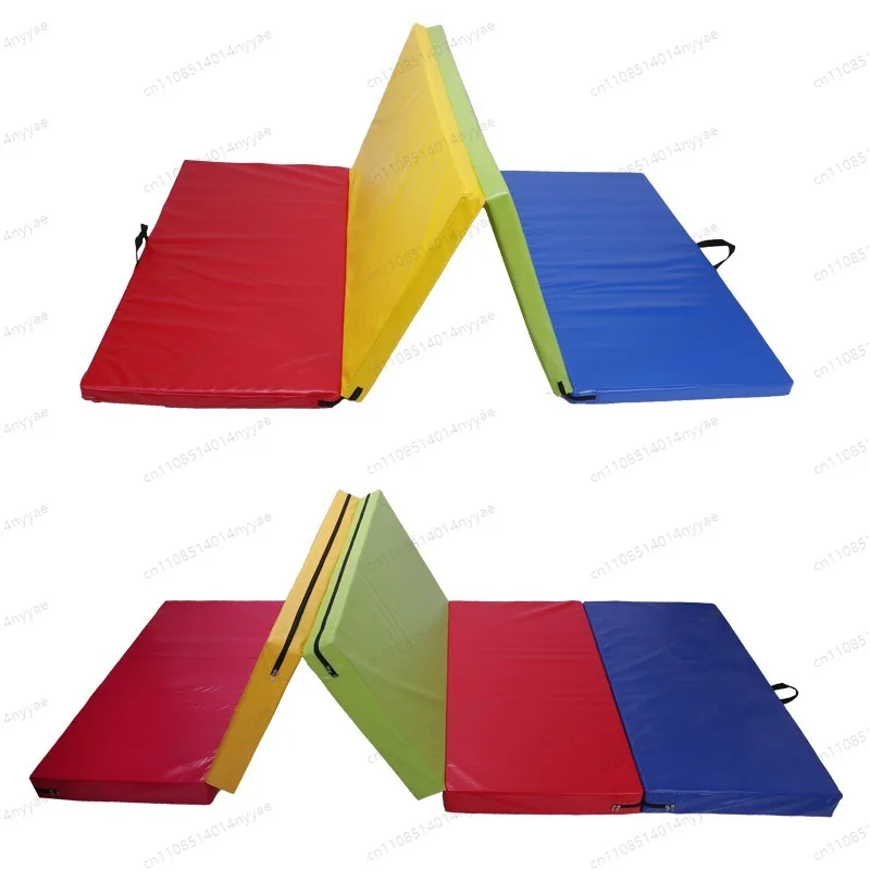 Folding Gymnastics Mat 4-Panel 5-Panel Tumbling Mat for Kids Toddler Sensory Training Kindergarten Rainbow Exercise Pad