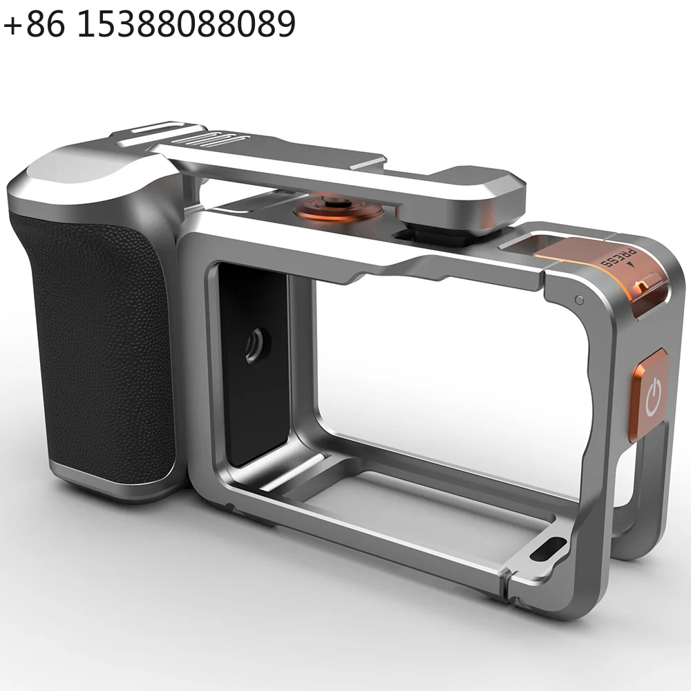 Grip Kit for Osmo Action 6 with Cage Quick Mount Stand, Shutter Button, Cold Shoe Interface and Wristband(1pcs)