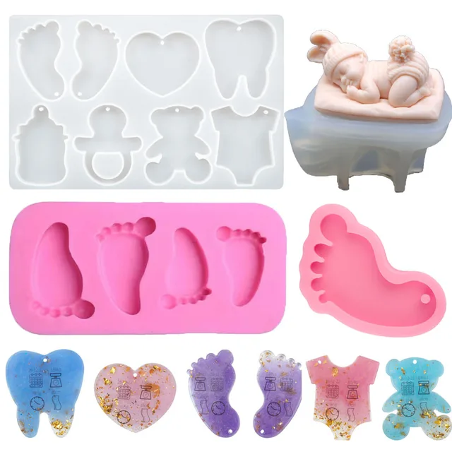 Baby Shower Bapti wiszące dekoracje ładny stopa dziecka kształt butelki epoksydowej formy brelok tworzenie wisiorów urodziny dziecka wystrój