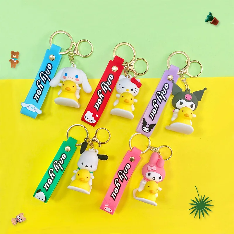 

Sanrio Hello Kitty Cartoon Keychain Car SchoolBag Toy Pendant Exquisite Drip Glue Doll Anime Keychain Small Gift For Childrens