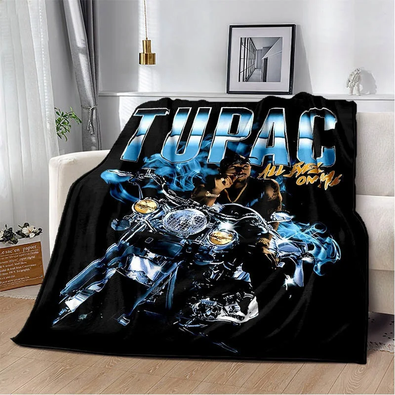 New Hip -hop singer 2PAC fashion printed blanket warm bed blanket soft and comfortable blanket home travel blanket birthday gift