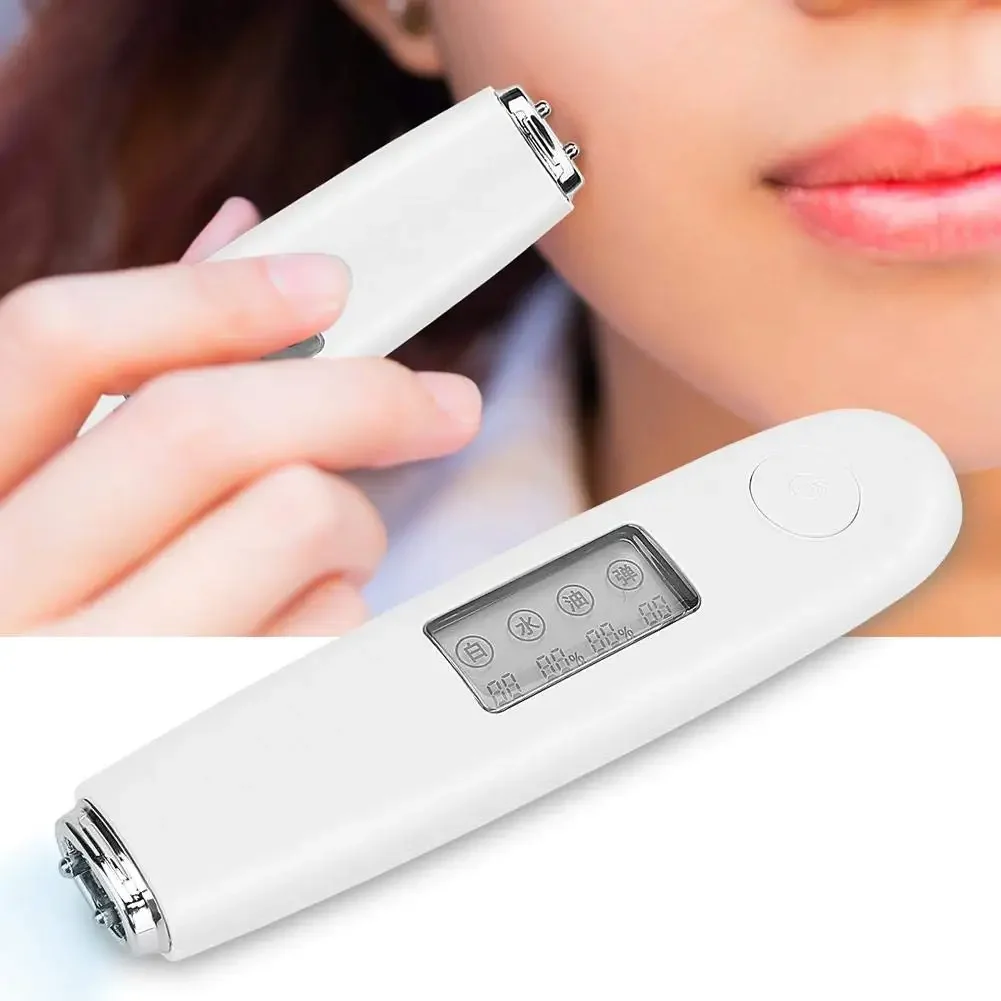 Portable Beauty Instrument Skin Oil Content Moisture Analyzer Face Skin Elasticity Whitening Degree Tester Detector White