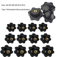 5pcs Plum Hand Tighten Nuts M4 M5 M6 M8 M10 M12 Plastic Nylon Blind Hole 7 Star Thumb Nut Clamping Knob Manual Nut