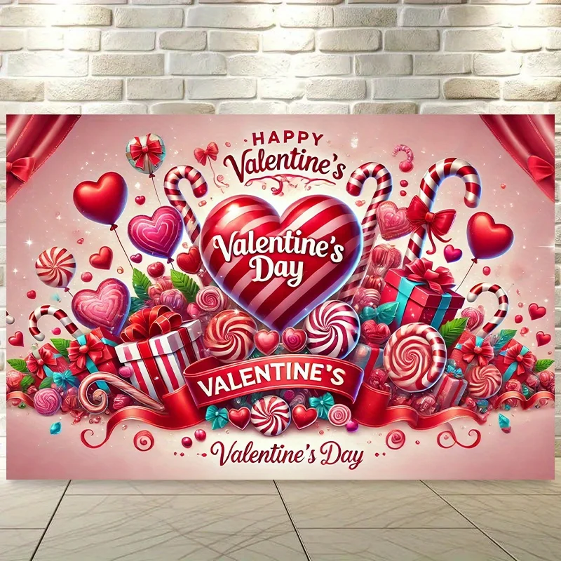 

VIKAMA Valentine's Day Candy Tapestry Heart shaped Candy Living Room Background Wall Valentine's Day Couple Decoration