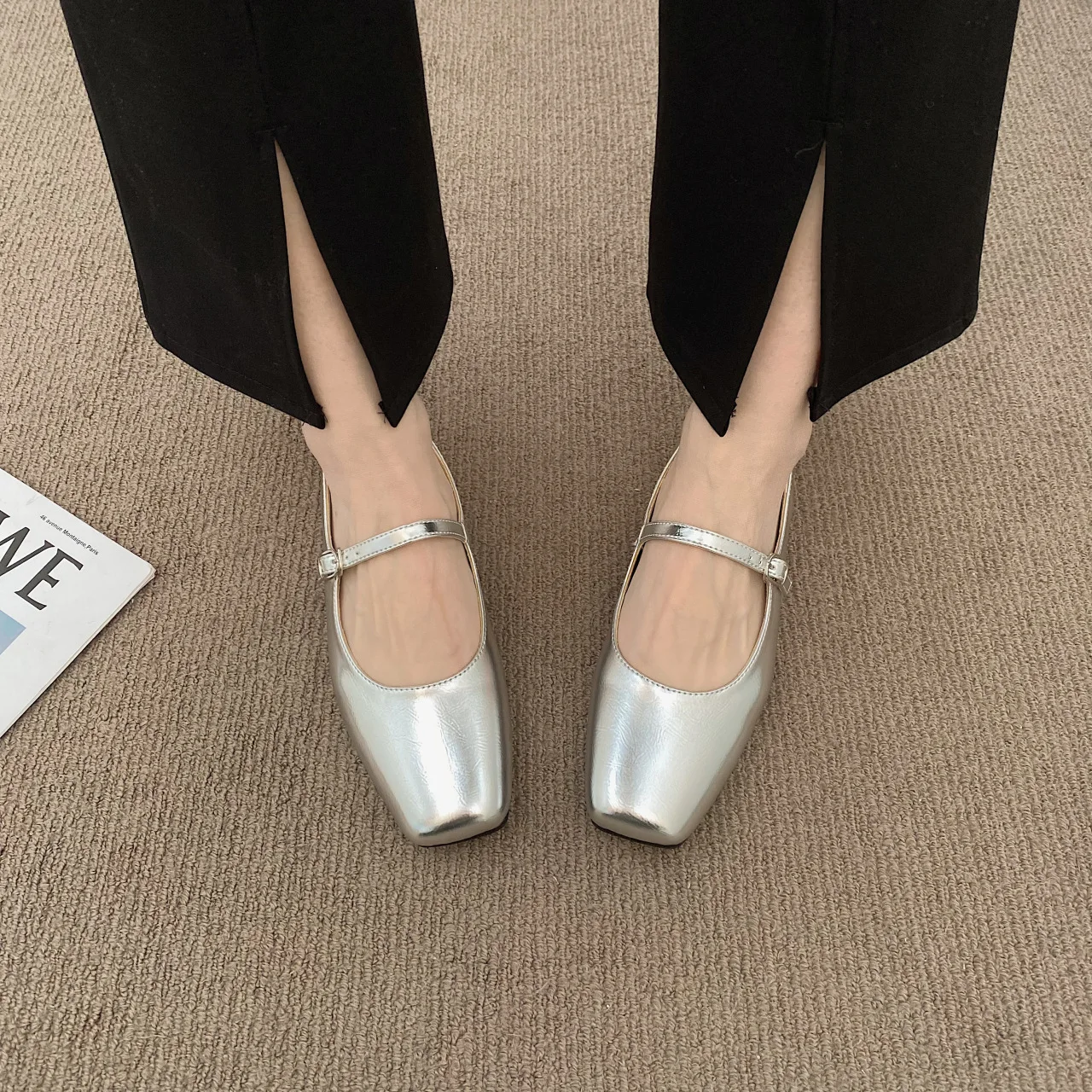 Shoes Woman Flats Low Heels Dress Rubber PU  Shoes Woman Flats Low Heels Dress Rubber PU Buckle