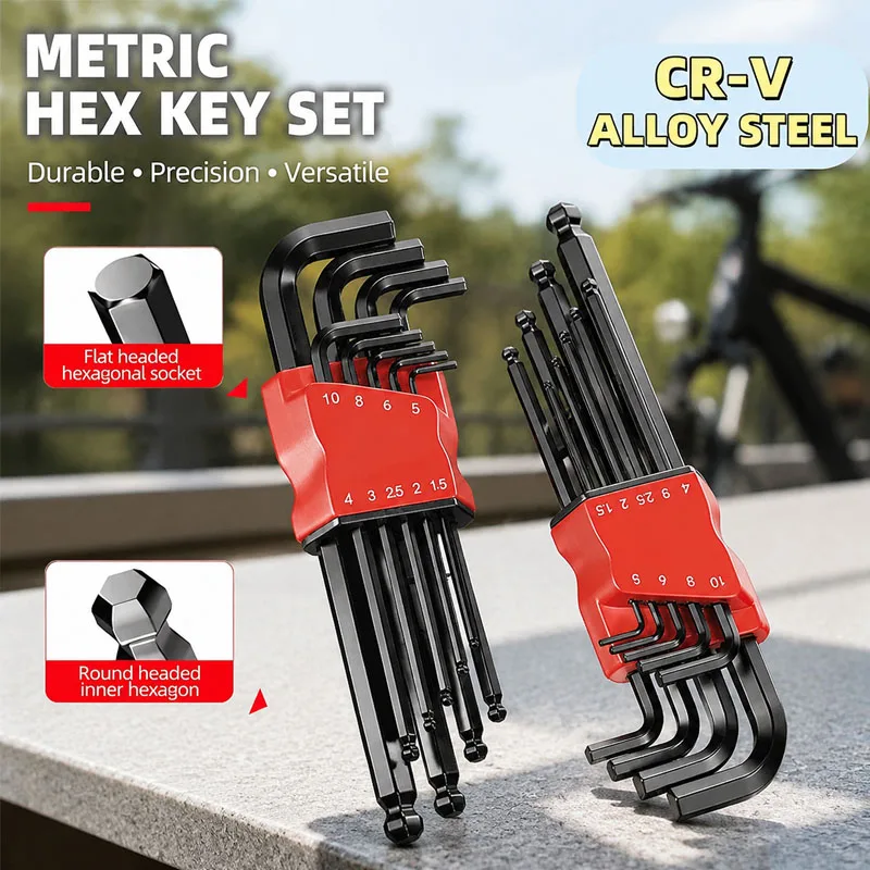 Multifunctional L‑shaped Hexagonal Wrench Set with Buckle Storage Rack High Hardness Rust‑Proof Furniture Assembly Wrench