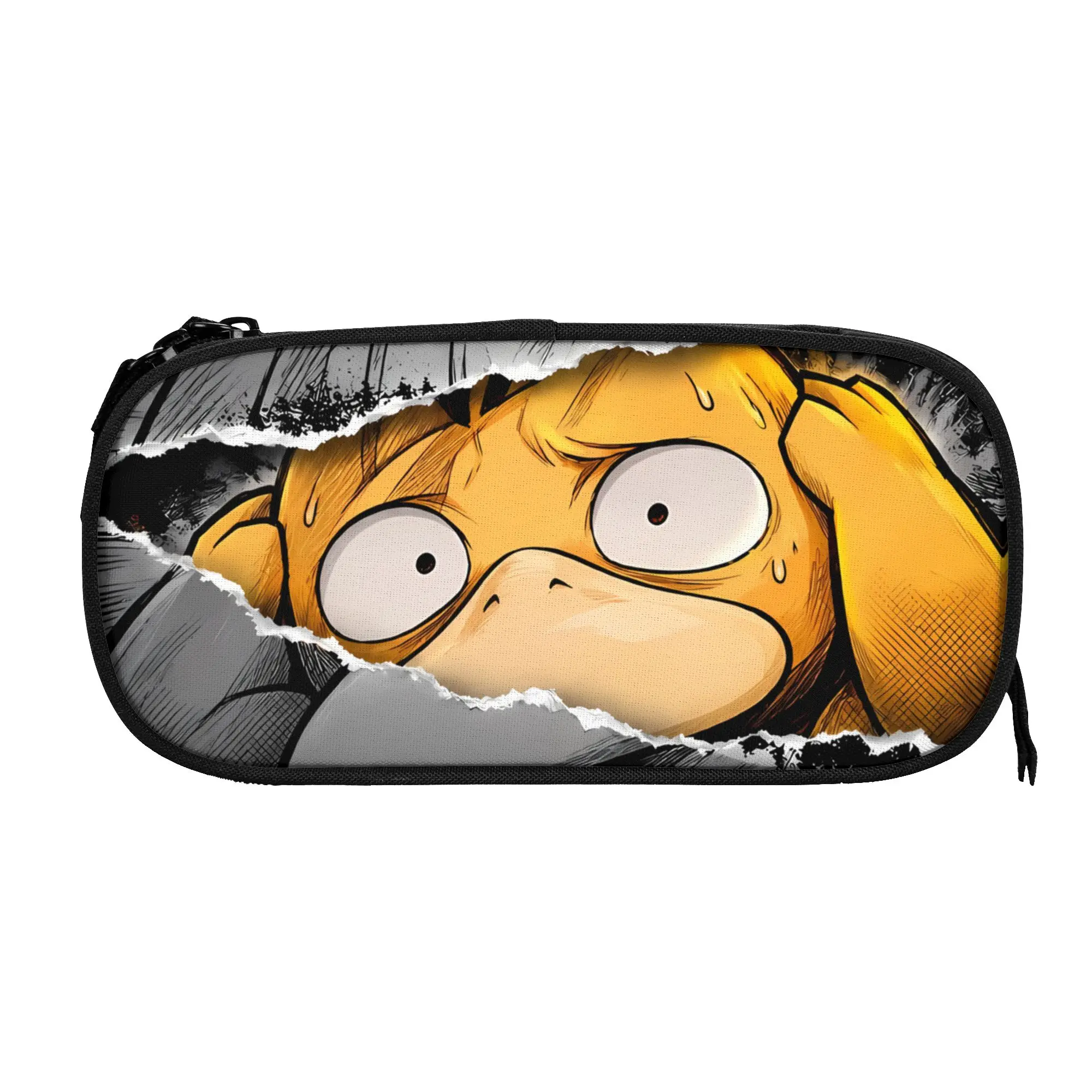 Large Capacity Bags For Child Cartoon Pokemons Psyduck Torn Comic Confused Face Print  Handheld Study Bag For Boys Gilrs Kids