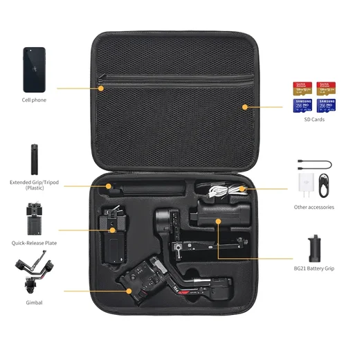 Imagen 2 del producto XFJI-Bolso de hombro con caja de almacenamiento antipresión, Estuche de transporte rígido de nailon, Maleta para DJI Ronin RS 4, estabilizador de cardán Combo
